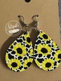 Sublimation Sunflower teardrop earrings