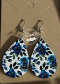 Blue Rose sublimation teardrop earrings.