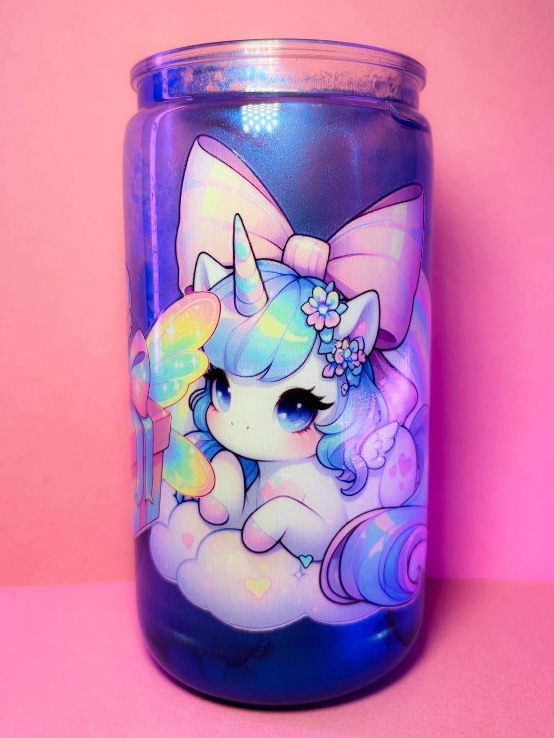 Unicorn Cateye snowglobe tumbler